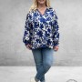 Ophilia Blouse JANE Cobalt Flower