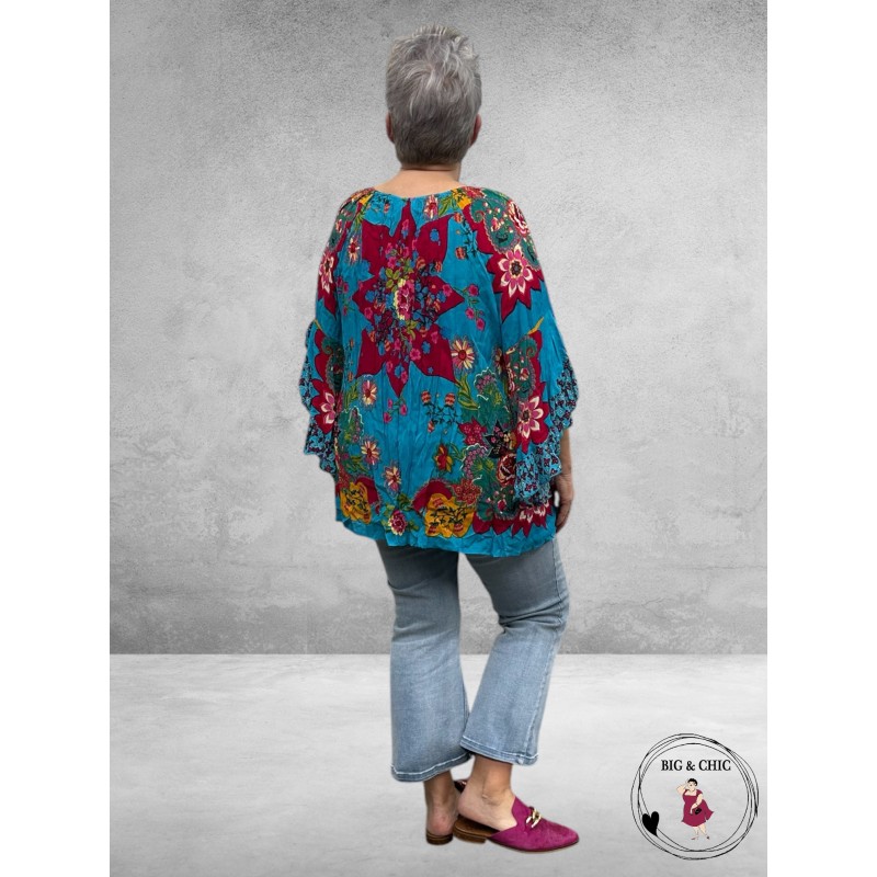 ORIENTIQUE Boho Top Floral Turquoise