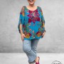 ORIENTIQUE Boho Top Floral Turquoise