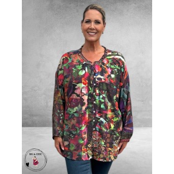 ORIENTIQUE Doorknoop Blouse Digital Jungle