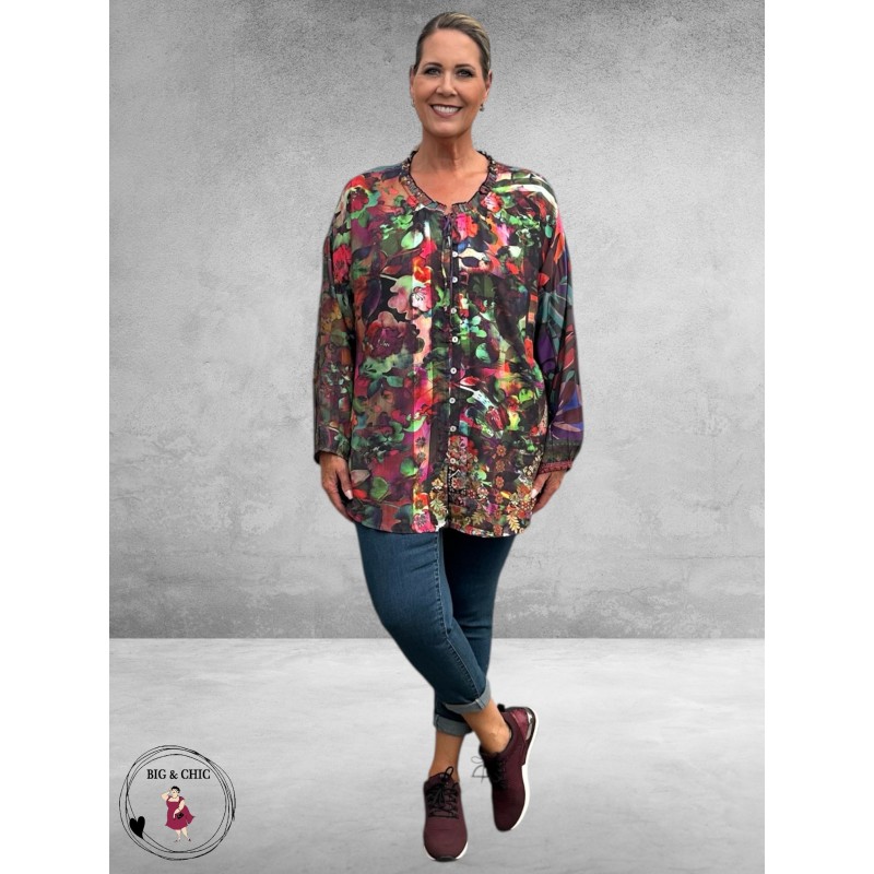 ORIENTIQUE Doorknoop Blouse Digital Jungle
