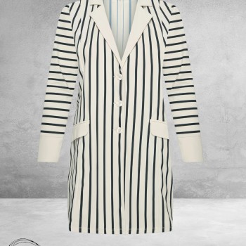 Plus Basics Blazer Midi Jacket Breton Stripe