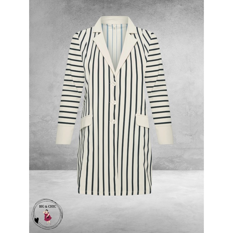 Plus Basics Blazer Long Jacket Breton Stripe