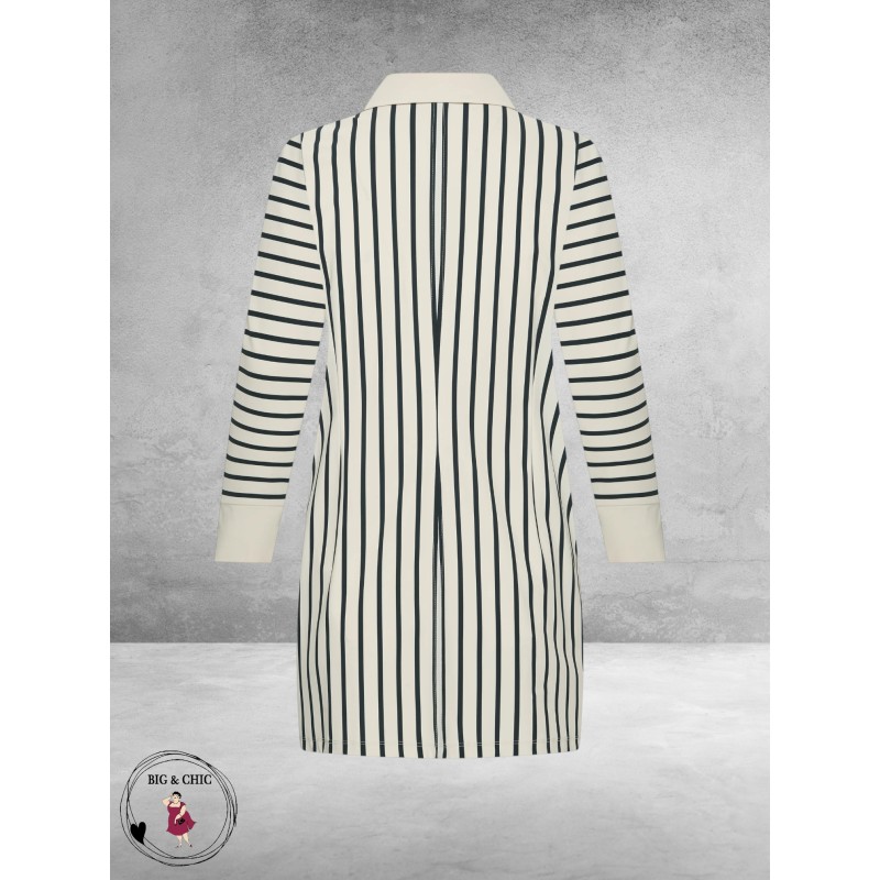 Plus Basics Blazer Long Jacket Breton Stripe