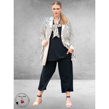 Plus Basics Blazer Long Jacket Breton Stripe