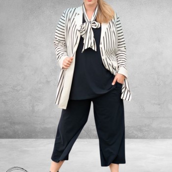 Plus Basics Blazer Long Jacket Breton Stripe