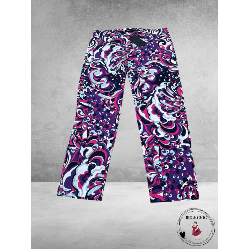 ROBELL Broek Rose Slim Fit Lila-Pink-Wit 