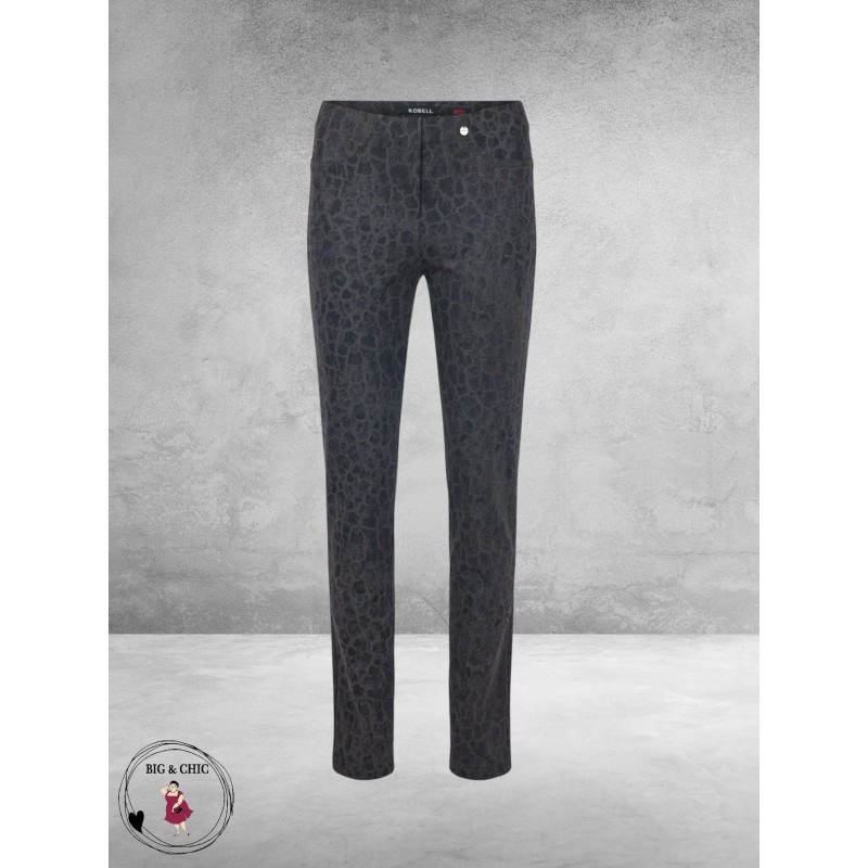 ROBELL Broek Bella Straight Luipaardprint
