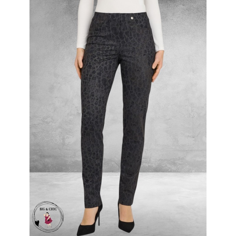 ROBELL Broek Bella Straight Luipaardprint