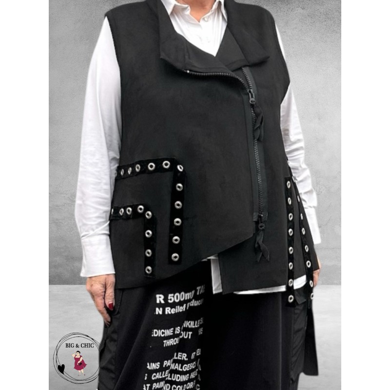 SINNE DESIGN Gilet Zwart Suède-Look