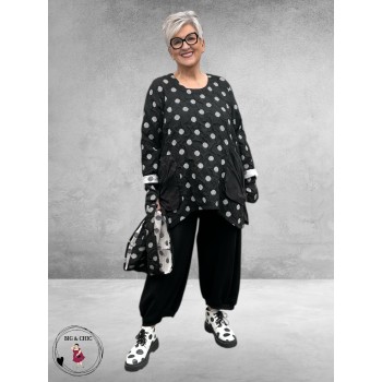 SINNE DESIGN Tuniek Zwart/Wit Rondjes