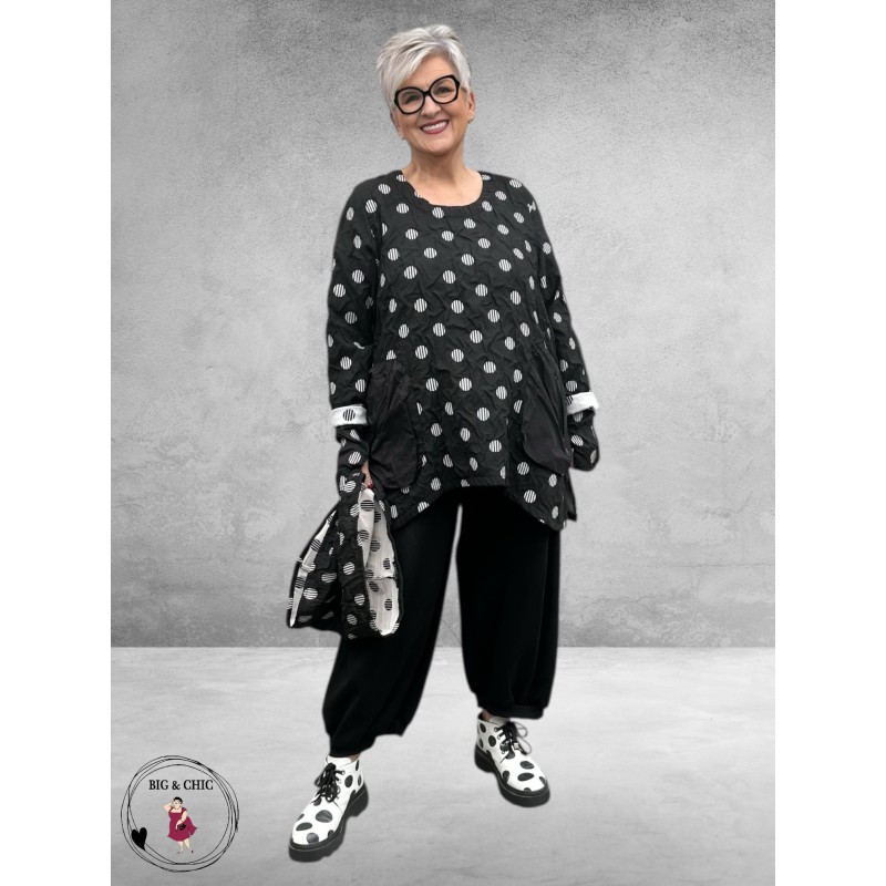 SINNE DESIGN Tuniek Zwart/Wit Rondjes