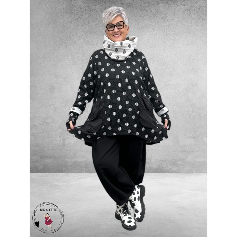 SINNE DESIGN Tuniek Zwart/Wit Rondjes