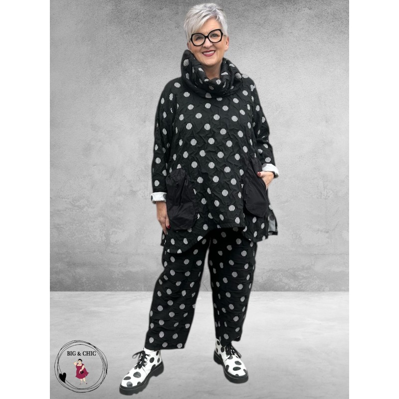 SINNE DESIGN Tuniek Zwart/Wit Rondjes