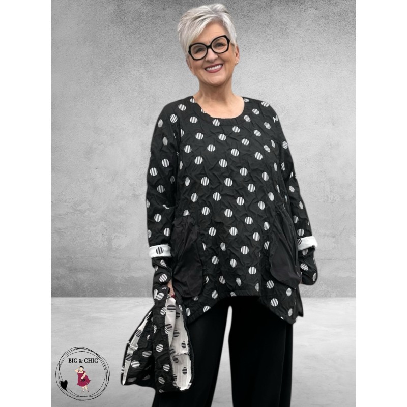 SINNE DESIGN Tuniek Zwart/Wit Rondjes