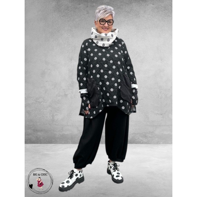 SINNE DESIGN Tuniek Zwart/Wit Rondjes