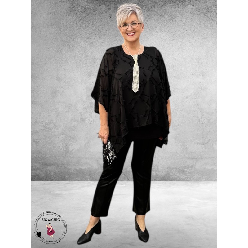 SINNE DESIGN Shirt/Blouse Zwart Semitransparant