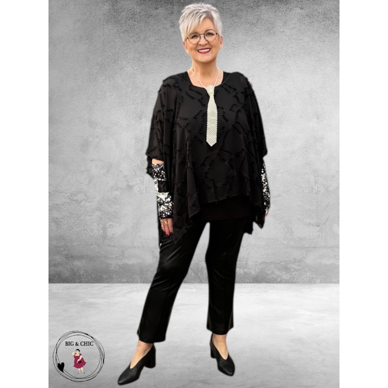 SINNE DESIGN Shirt/Blouse Zwart Semitransparant