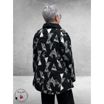 SINNE DESIGN Tuniek Zwart/wit Driehoekjes Rits