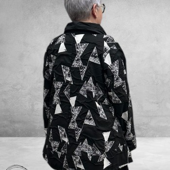 SINNE DESIGN Tuniek Zwart/wit Driehoekjes Rits