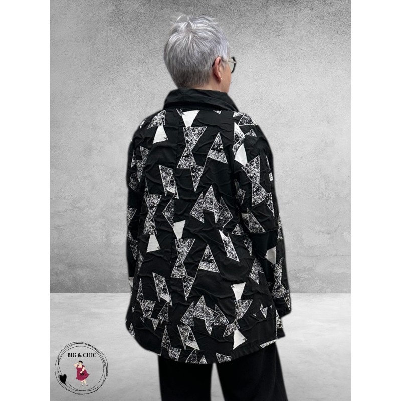 SINNE DESIGN Tuniek Zwart/wit Driehoekjes Rits