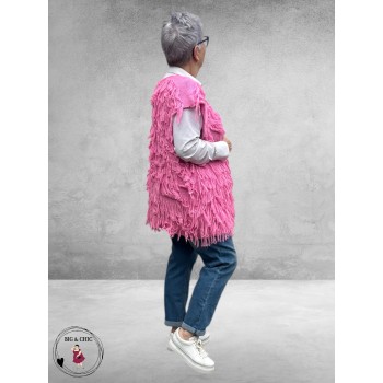 SISSI Gilet Gebreid Franjes Roze