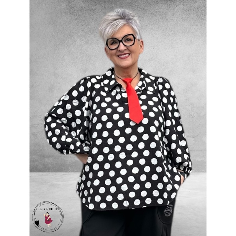 STUDIO Blouse/Shirt Stiff White Dots