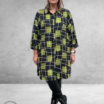 STUDIO Tuniek/Blouse Emilie Zwart/Groen Ruit