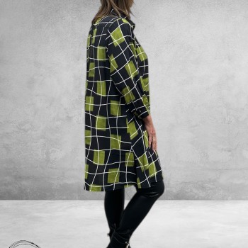 STUDIO Tuniek/Blouse Emilie Zwart/Groen Ruit