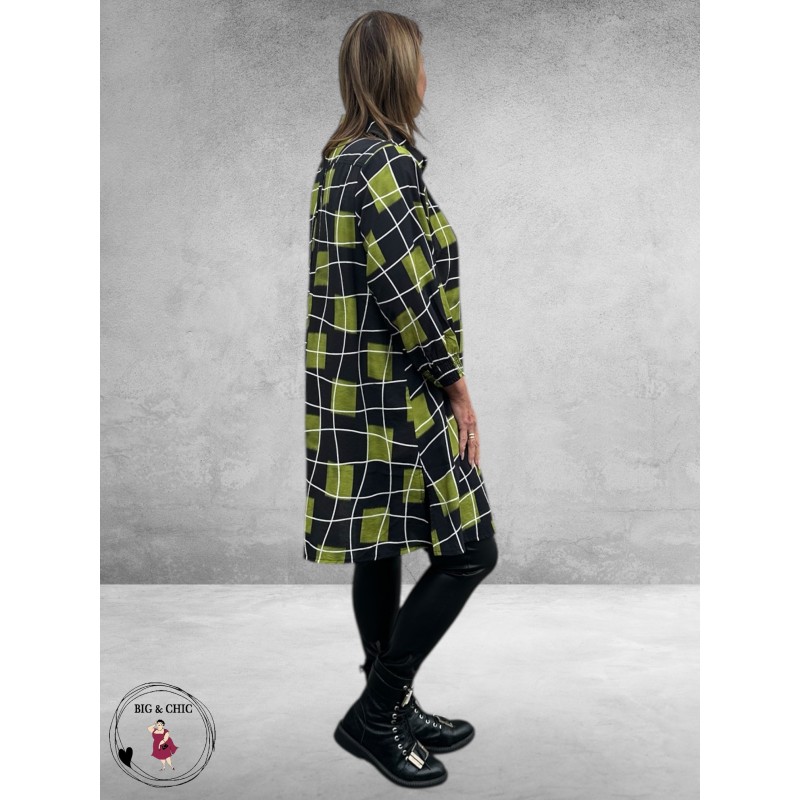 STUDIO Tuniek/Blouse Emilie Zwart/Groen Ruit