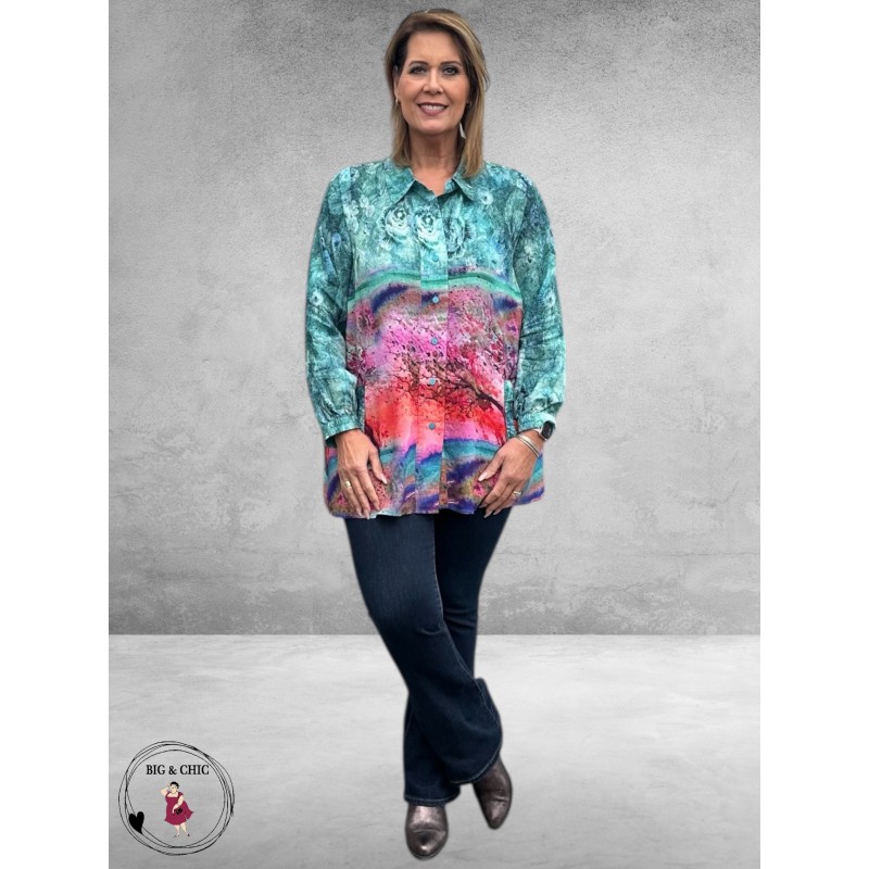 STUDIO Blouse Vilma Blauw/Rose