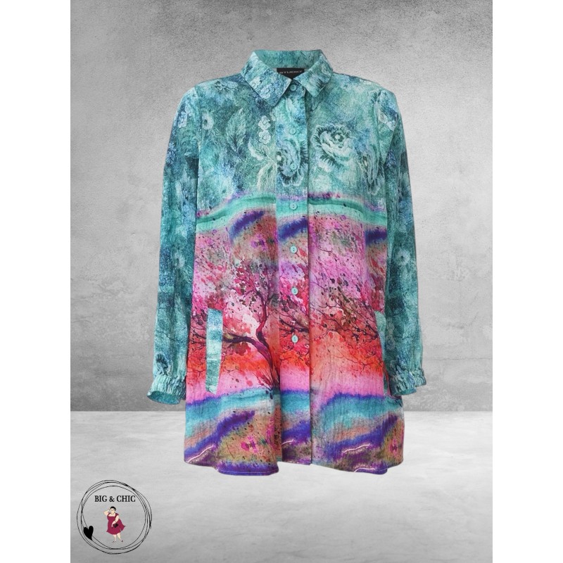 STUDIO Blouse Vilma Blauw/Rose