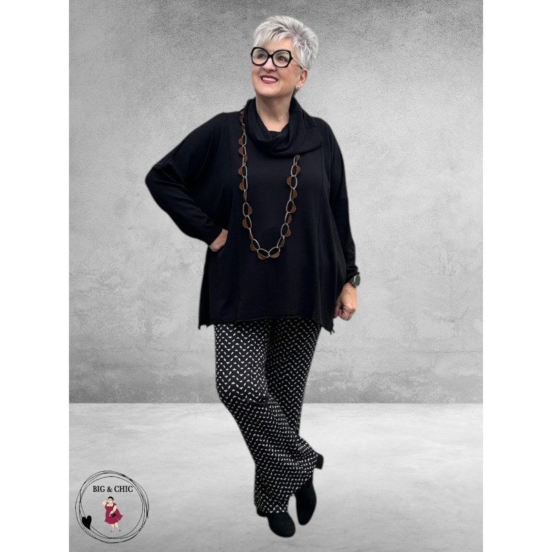 STARK Broek Bell Flare Grafisch Zwart-Zand