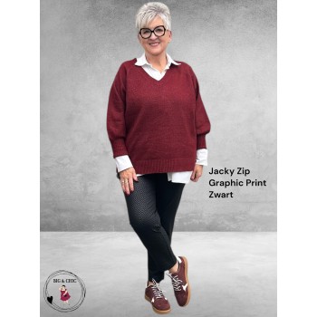 STARK Broek  JACKY  ZIP  Graphic Zwart