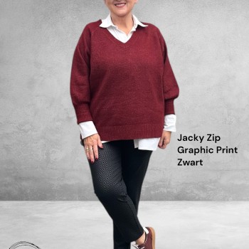 STARK Broek  JACKY  ZIP  Graphic Zwart