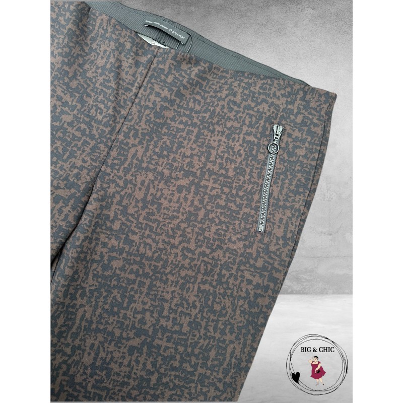 STARK Broek JACKY  Travel ZIP Grafisch Bruin-Zwart