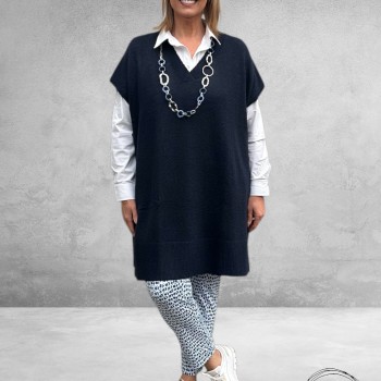 KAFFE CURVE Poncho Cannett Midnight Blue