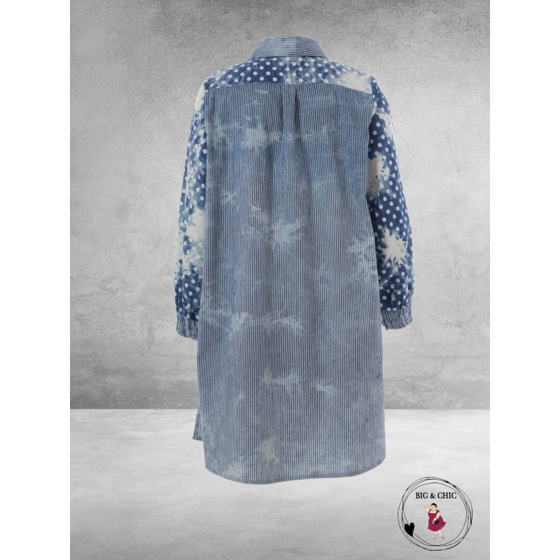 STUDIO Tuniek/Blouse Emille Denim Dot/Stripe