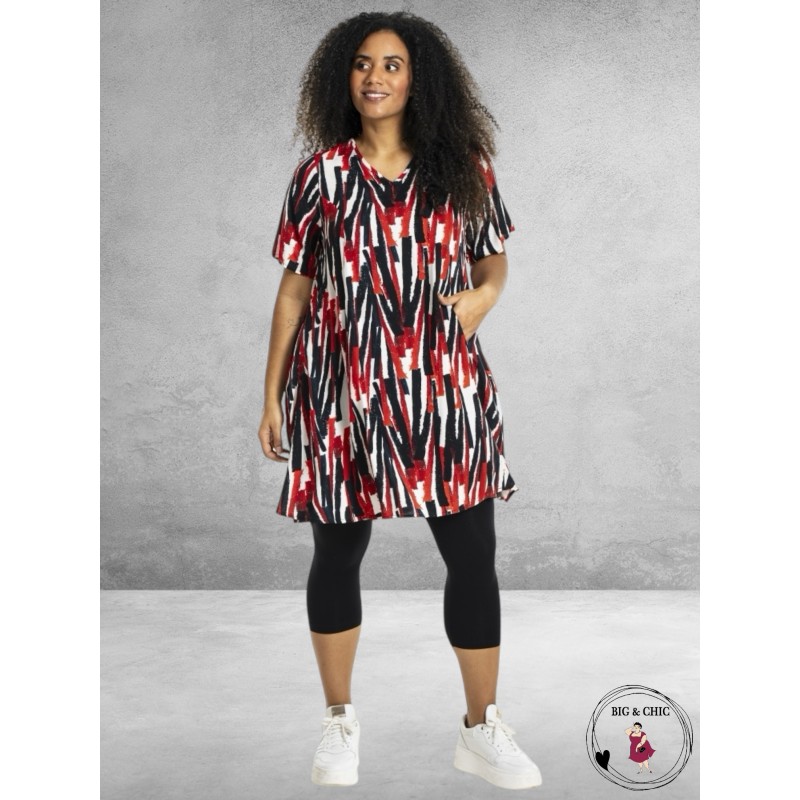 Studio Jurk BRIGITTE Rood-Zwart-Wit