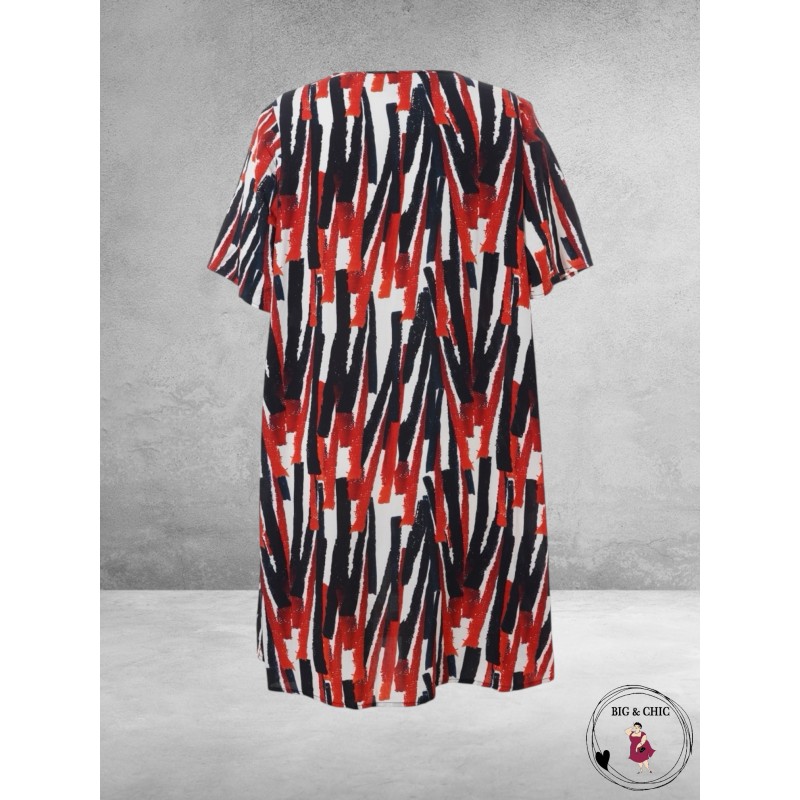 Studio Jurk BRIGITTE Rood-Zwart-Wit