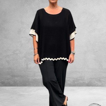 STUDIO Blouse Lone Zwart/Offwhite