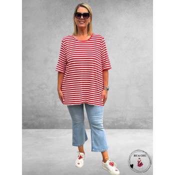 VERSION Shirt Wit/Rood Streep