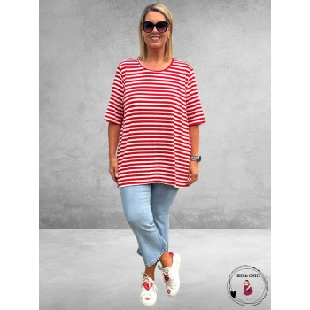 VERSION Shirt Wit/Rood Streep