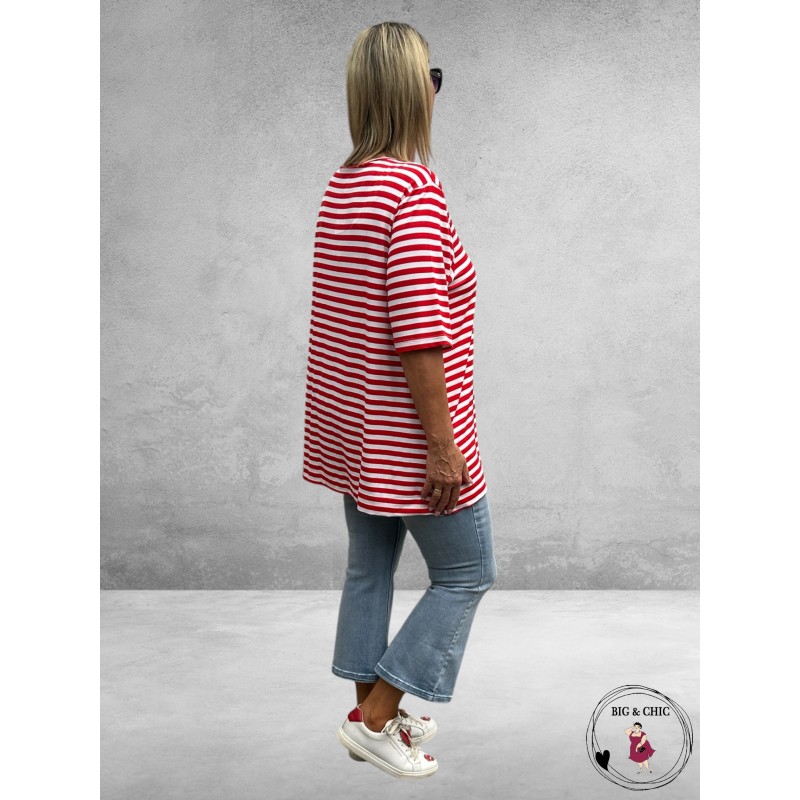 VERSION Shirt Wit/Rood Streep