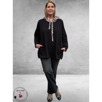 VERSION Sweater Zwart /Luipaard