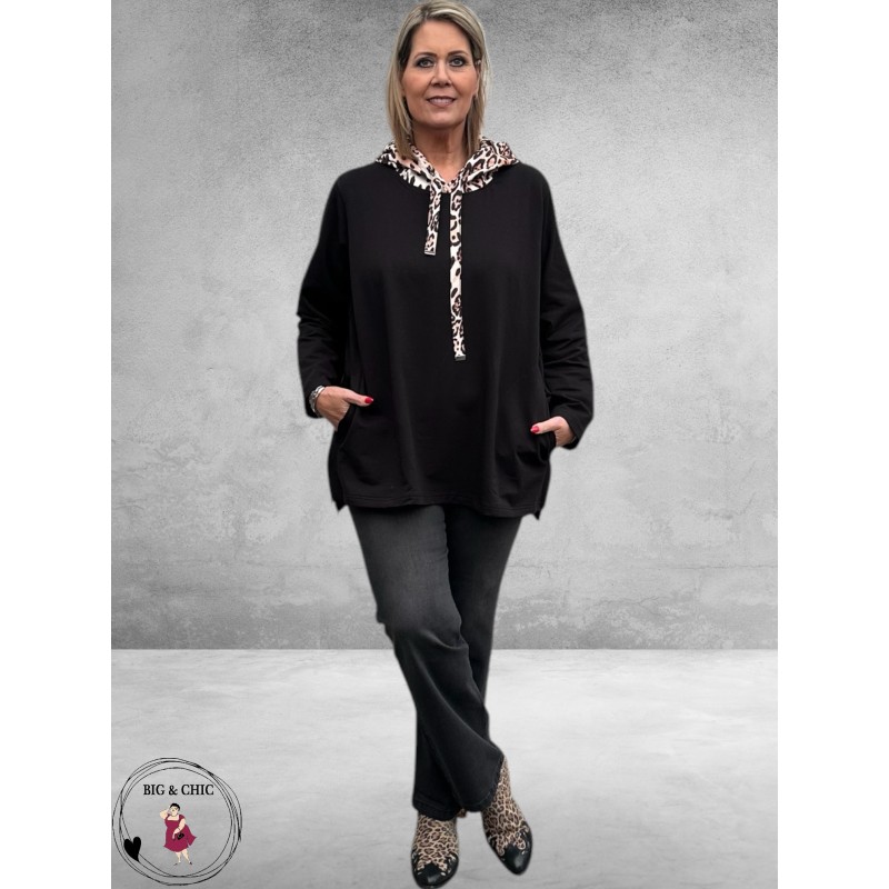 VERSION Sweater Zwart /Luipaard