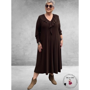 YOEK Midi Jurk DOLCE RUCHES Bruin