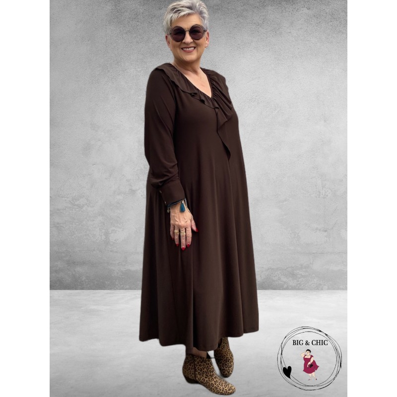 YOEK Midi Jurk DOLCE RUCHES Bruin