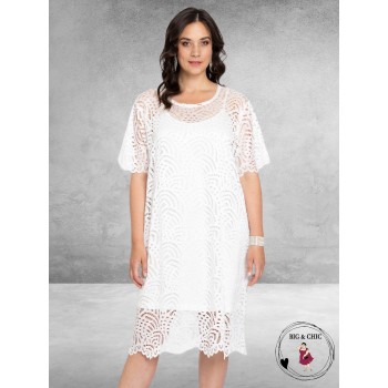 YOEK Jurk Broderie Wit