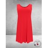 YOEK Mouwloze A-lijn Jurk Rood
